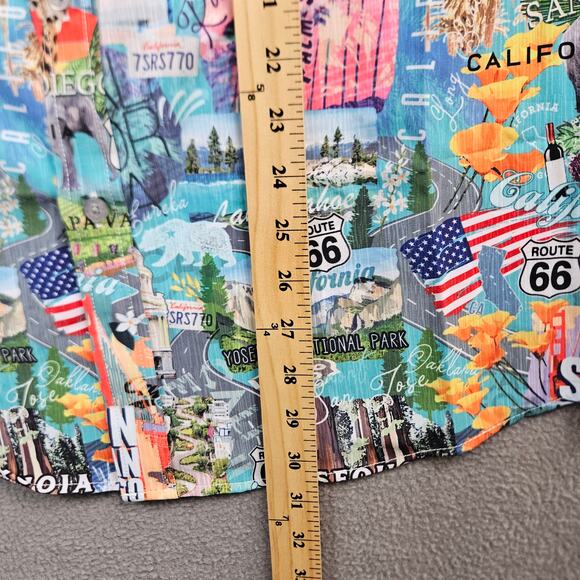 Island Crew Aloha Shirt Mens 2XL California State Print Yosemite Route 66 Travel - Picture 7 of 8